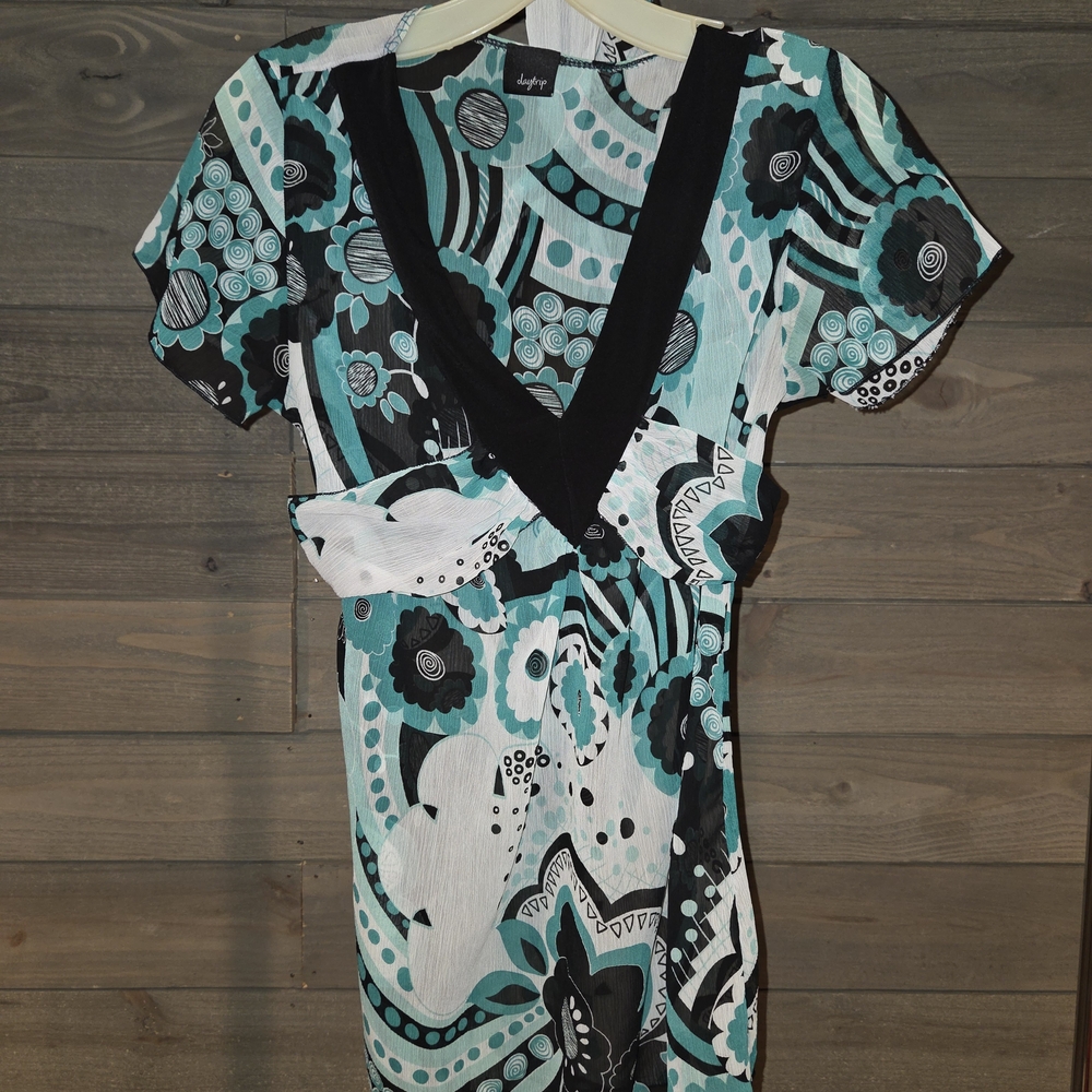 Daytrip Black and Teal Floral Blouse